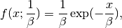 f(x; \frac{1}{\beta}) = \frac{1}{\beta} \exp(-\frac{x}{\beta}),