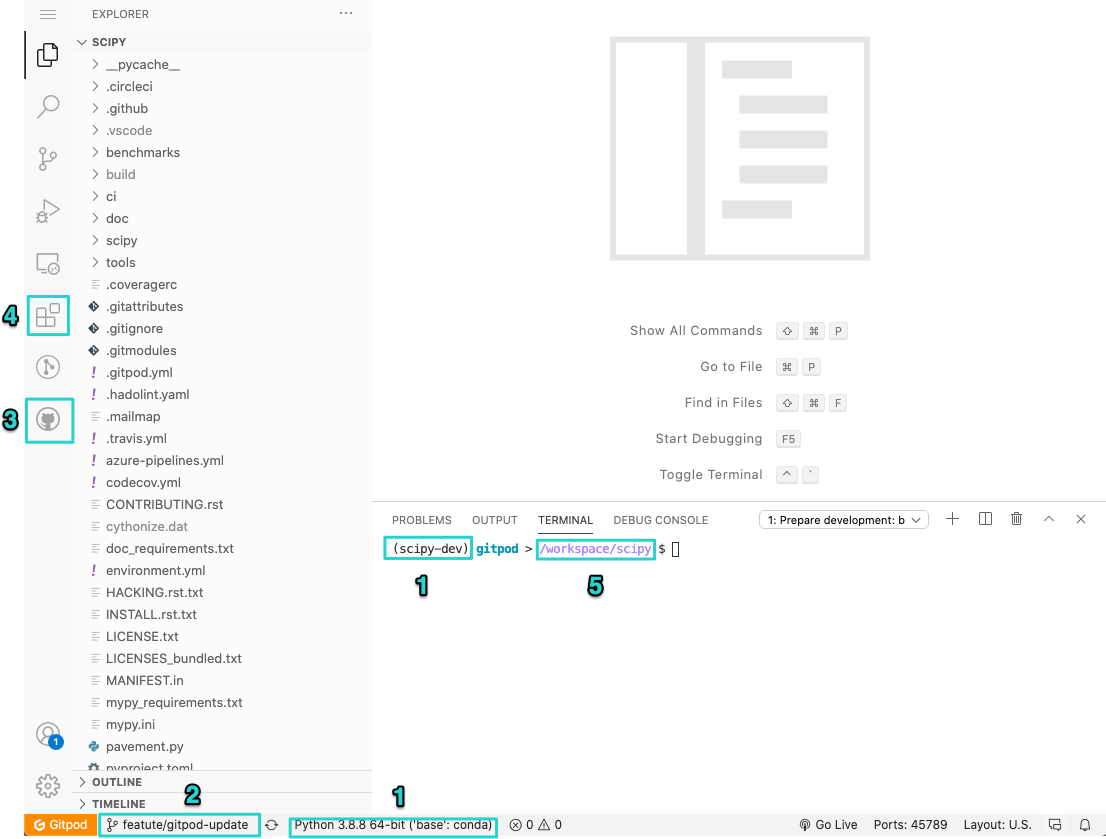 Gitpod workspace screenshot
